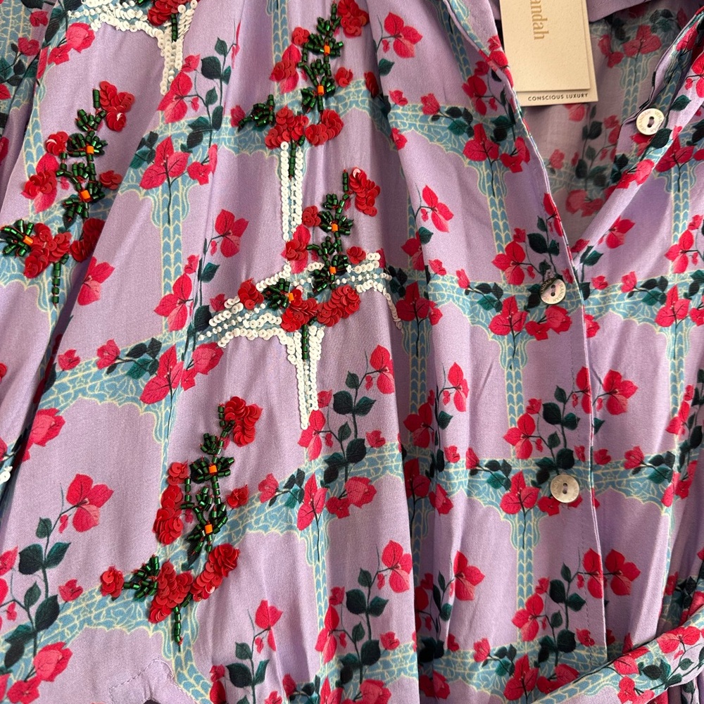 Elegant Floral Maxi Dress in Blue and Pink - Picture 2 of 4